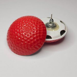 Large Red Button Stud Earrings